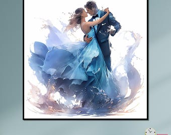 Couple Dancing Canvas Print, Elegance in Motion, Romantic Wall Art