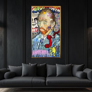 Abstract Pop Art Portrait Canvas, Graffiti Style Wall Art, Colorful Modern Art, Wall Art Canvas Design, Ready to Hang Decoration