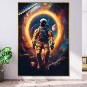 Astronaut in Cosmic Vortex Canvas, Space Wall Art, Astronaut Poster, Wall Art Canvas Design, Ready To Hang Decoration
