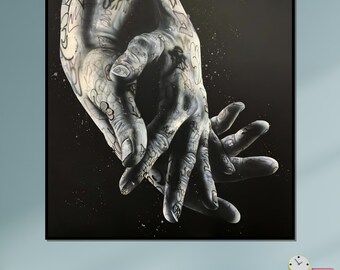 Tattooed Hands Graffiti Canvas Art, Urban Street Art Print
