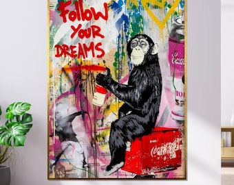 Graffiti chimpanseedoek, stedelijke dierenstraatkunst, klaar om op te hangen