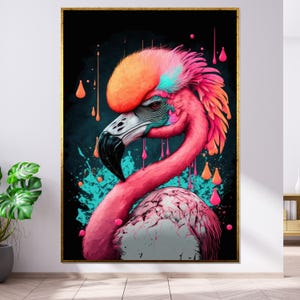 Vibrant Flamingo Canvas, Modern Flamingo Art, Colorful Wall Decor, Animal Canvas Print, Wall Art Canvas Design, Ready to Hang Decor