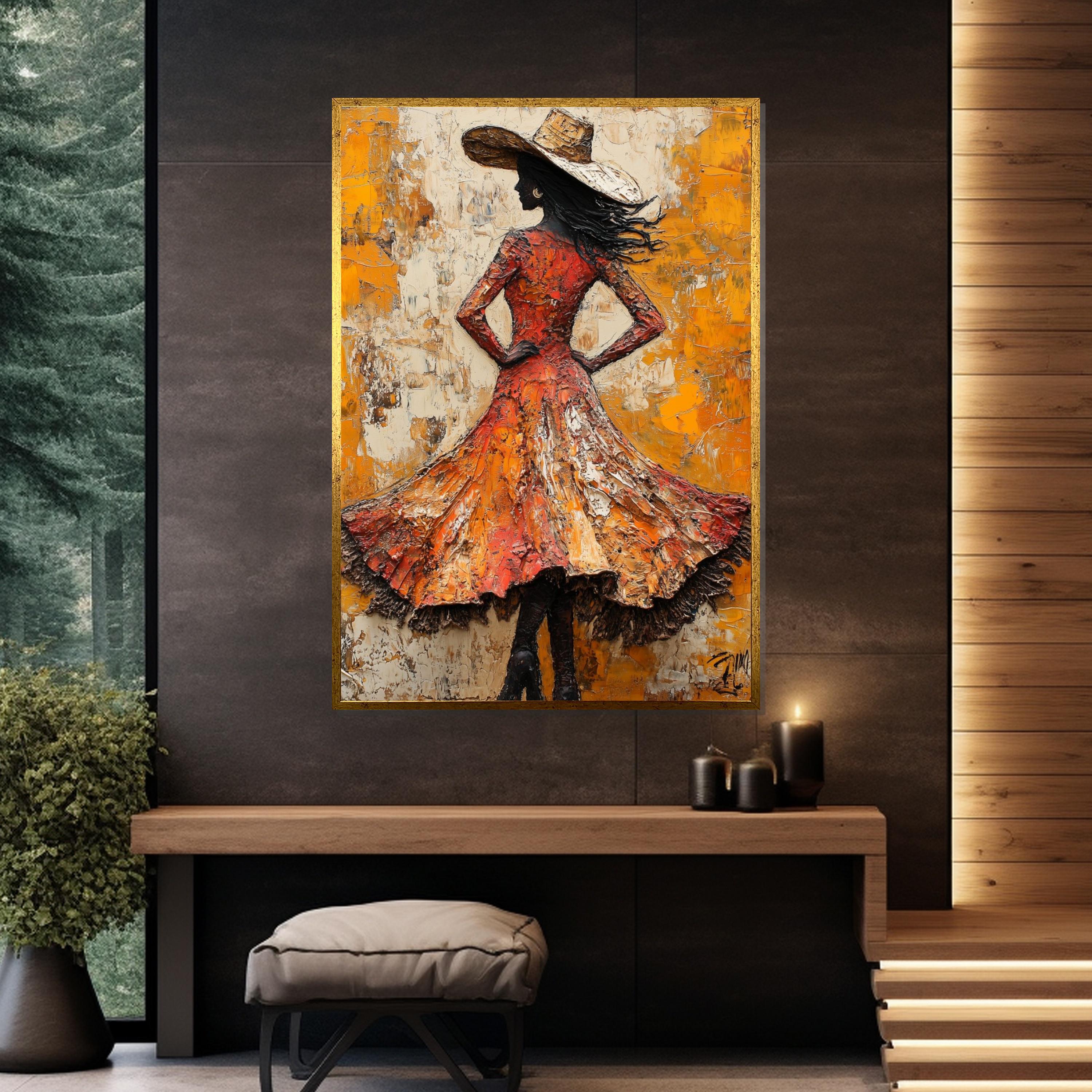 Lady in Red Canvas Art, Abstract Woman Painting, Textured Wall Art ...