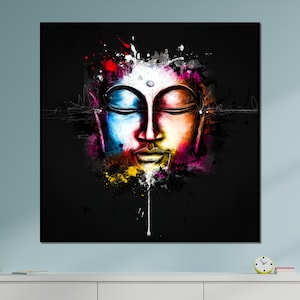 Colorful Buddha Canvas, Multicolor Buddha Wall Art, Spiritual Canvas, Meditation Art, Wall Art Canvas Design, Ready To Hang Decoration