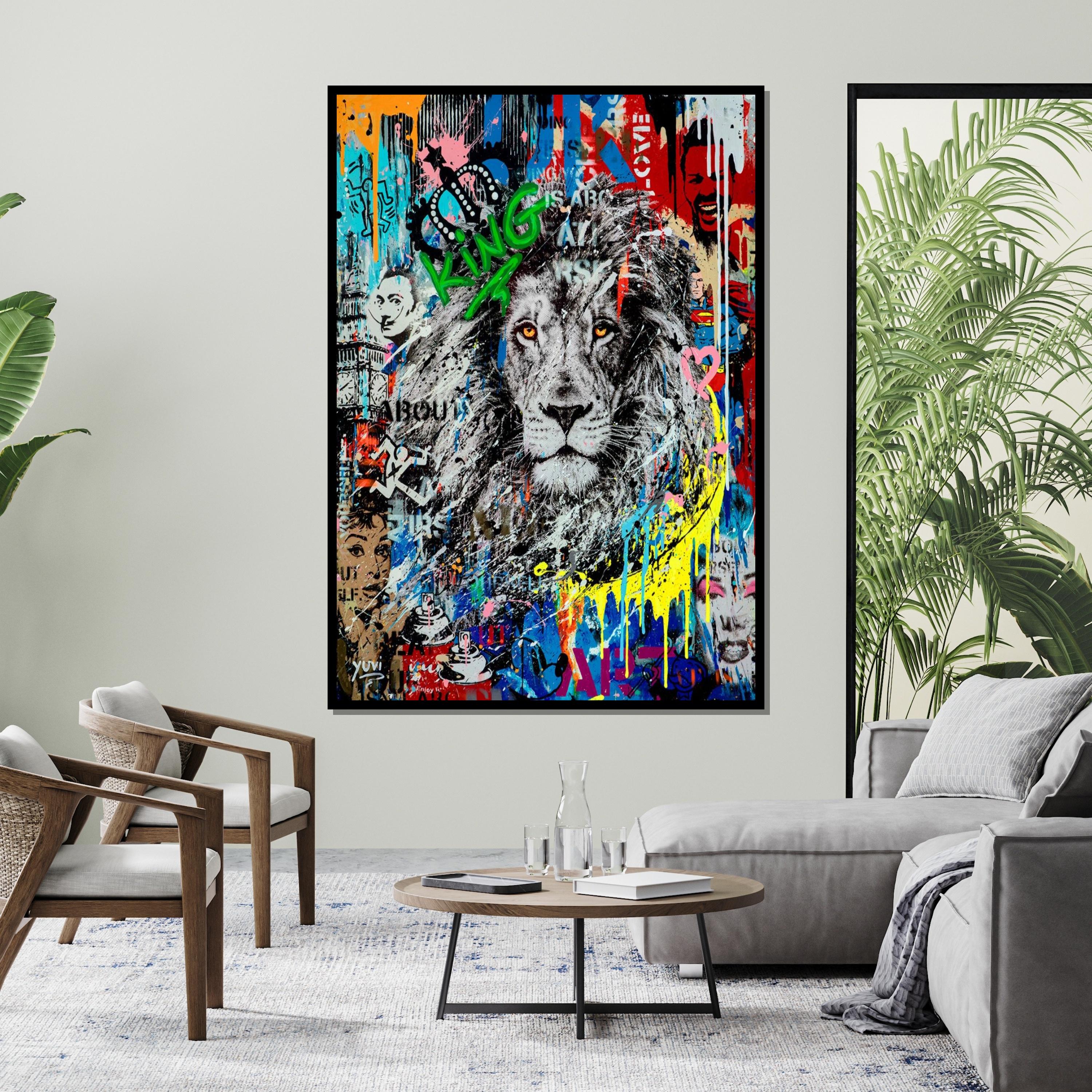 Vibrant Lion King Canvas Art, Urban Graffiti Wall Decor - Etsy