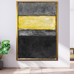 Rothko Yellow and Gray Canvas, Abstract Color Block Art, Modern Minimalist Painting, Wall Art Decor, Ready to Hang