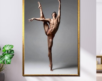 Male Ballet Dancer Canvas, Ballet Wall Art, Athletic Dance Poster, Male Ballerina Art Print, Wall Art Canvas Design, Ready to Hang