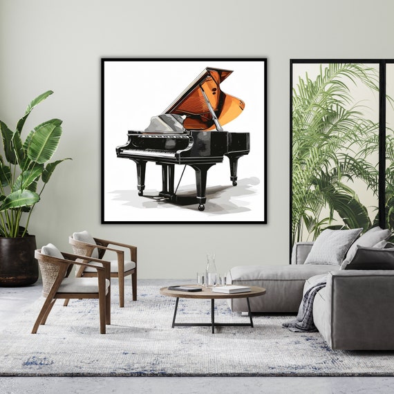 Grand Piano Elegance Art Print, Classic Music Instrument Canvas