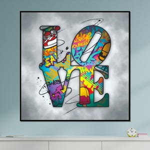 Graffiti Love Canvas, Colorful Love Wall Art, Urban Street Art, Wall Art Canvas Design, Ready to Hang Decoration
