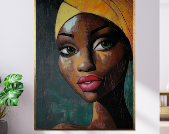 Abstract Woman Portrait, Vibrant Colors, Ready to Hang Canvas Art