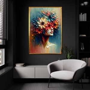 Lienzo de tranquilidad floreciente, retrato abstracto floral vívido, arte de pared de belleza serena, listo para colgar decoración inspirada en la naturaleza