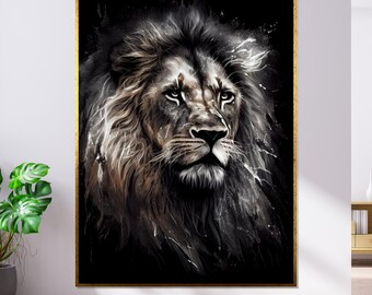 Majestic Lion Canvas Art, Wildlife Portrait, Ready to Hang