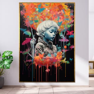 Dreamy Girl Canvas, Colorful Butterfly Art, Abstract Wall Art Design, Vibrant Canvas Poster, Ready to Hang Home Decor