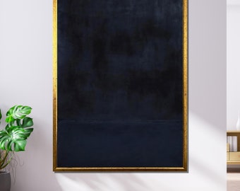 Rothko Midnight Blue Canvas, Abstract Color Field Art, Dark Minimalist Painting, Wall Art Decor, Ready to Hang