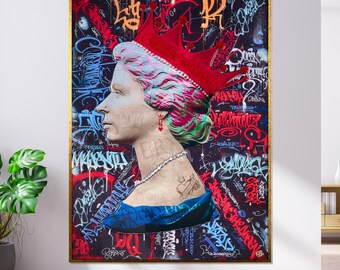 Graffiti Queen Canvas, Urban Art, Royal Graffiti Wall Print, Street Art Canvas Design, Vibrant Colors, Ready To Hang Decoration
