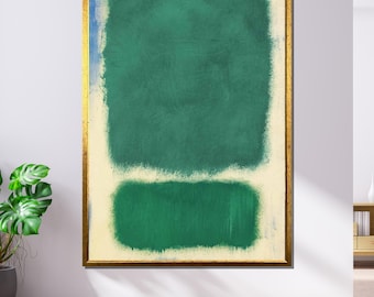 Zielona abstrakcyjna sztuka na płótnie, inspirowana stylem Rothko, nowoczesna dekoracja ścienna
