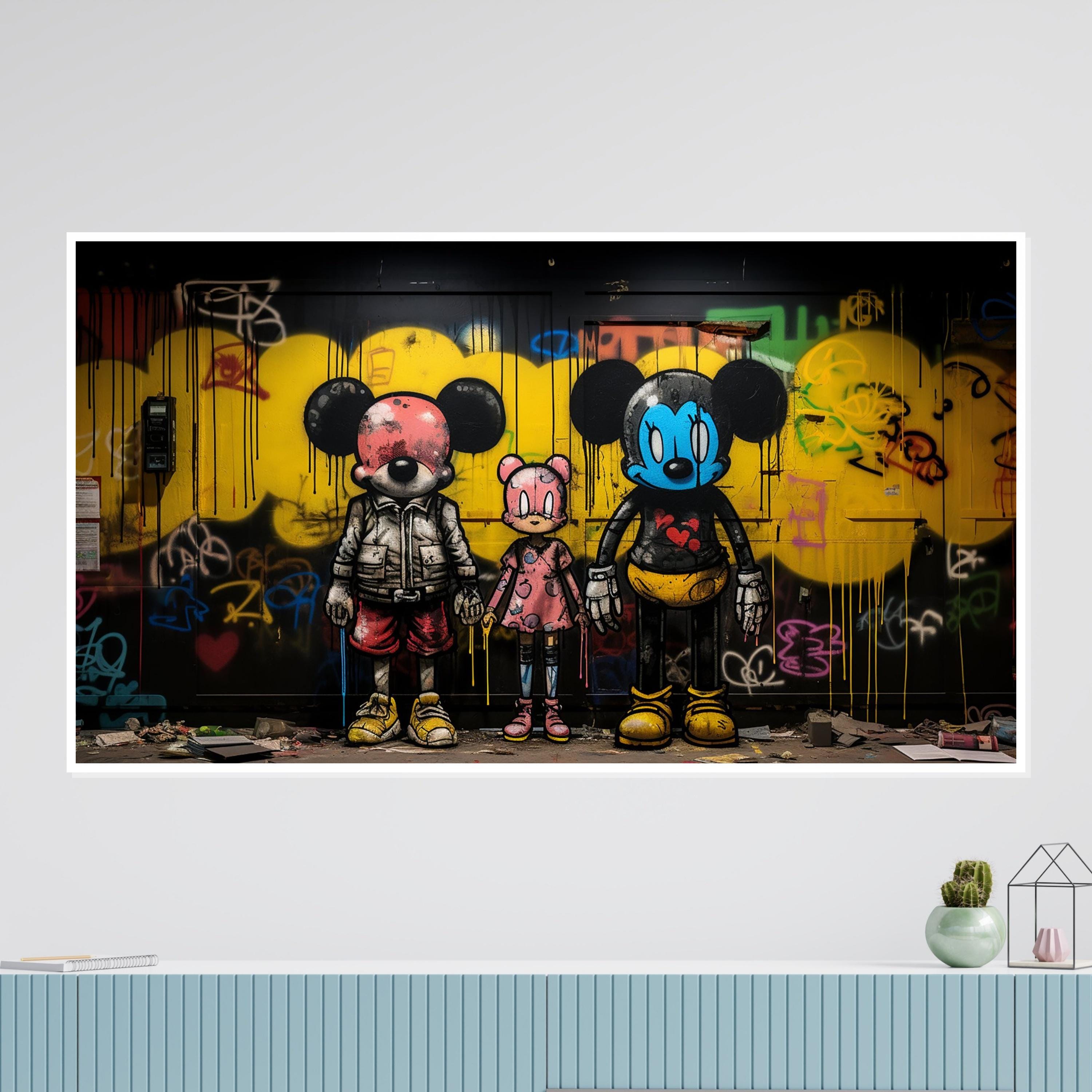 Graffiti Cartoon Canvas, Urban Street Art Print, Colorful Characters Wall Art, Pop Art Canvas Design, Ready To Hang Decoration