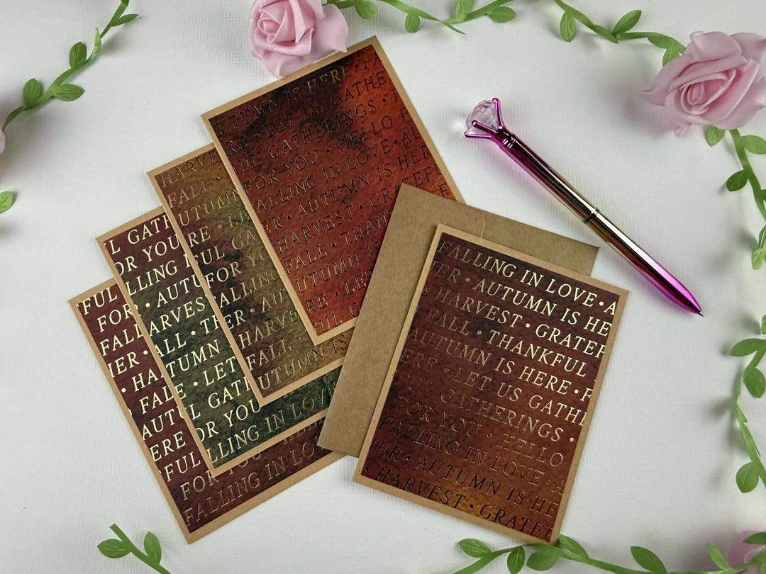 Fall Note Cards , Autumn Card With Envelops, A2 Set of 5 - Etsy