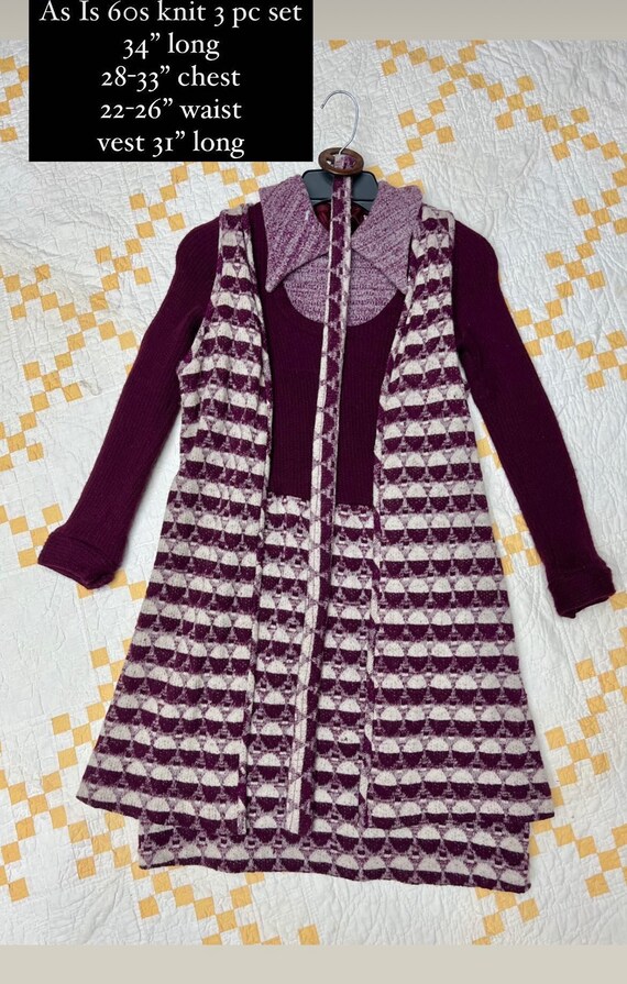 Rare Vintage 60’s Purple Dress and Vest Set - image 1