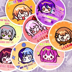 Pegatinas Meme del Proyecto Sekai: Rui, Minori, Tsukasa, Shiho, Mizuki, Toya, Ena, Emu