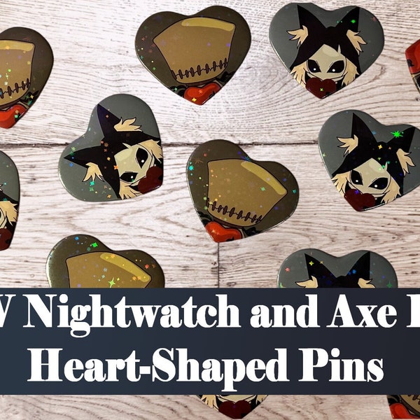 Identity V Night Watch/Ithaqua and Axe Boy/Robbie Heart-Shaped Button Pins | IDV Badge