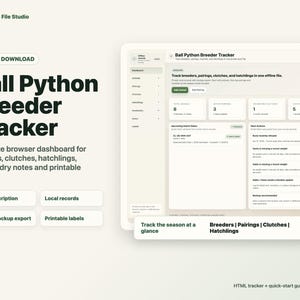 Ball Python Breeder Tracker | Interactive Dashboard, Clutch Log, Hatchling Records (Digital Download)