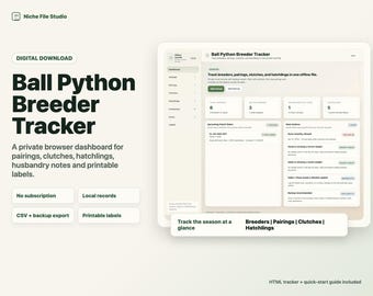 Ball Python Breeder Tracker | Interactive Dashboard, Clutch Log, Hatchling Records (Digital Download)