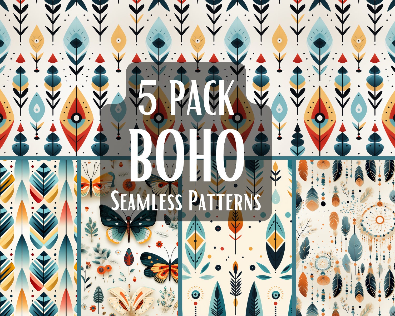 Boho Bohemian Seamless Pattern Digital Prints Sublimation Pink Boho ...