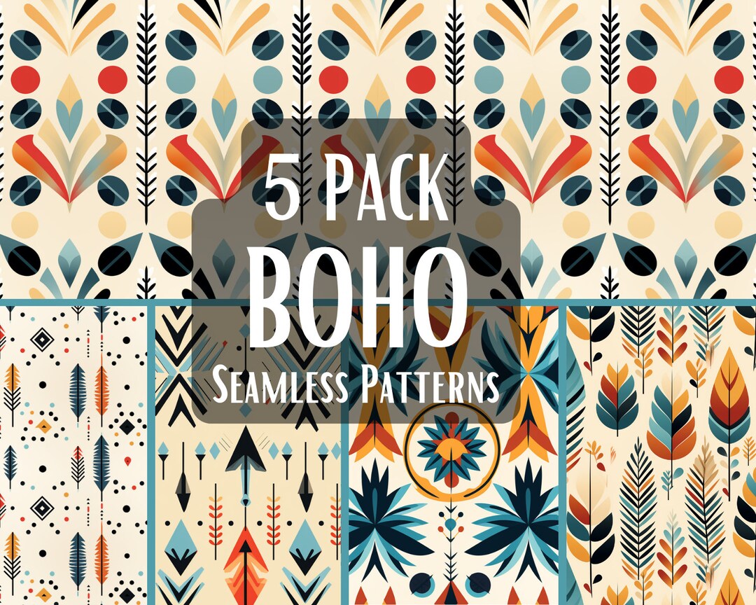 Boho Bohemian Seamless Pattern Digital Prints Sublimation Pink Boho ...