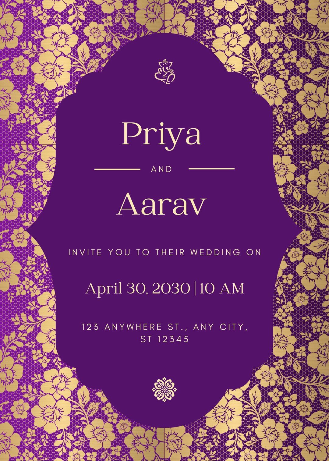 Wedding Invitation Cards Wedding Template Personalised Etsy