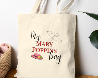 Mary Poppins Cotton Canvas Tote Bag Fun Tote Bag on the Go