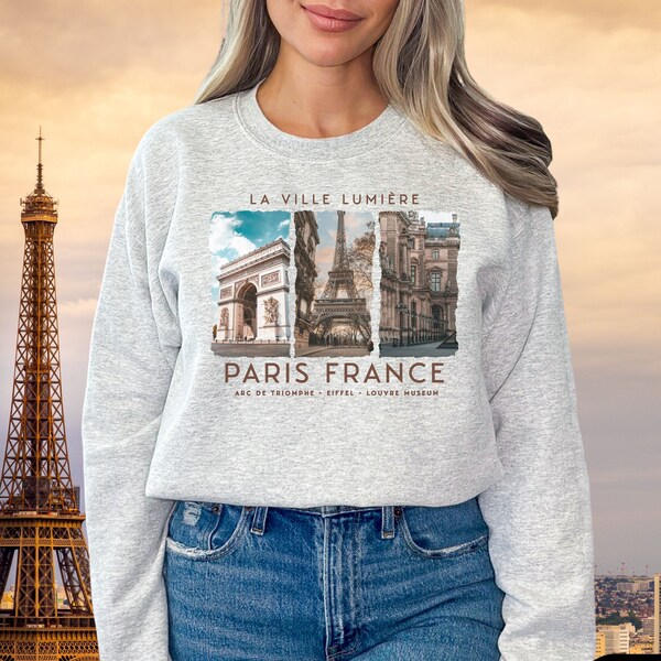 La Ville Lumiere Paris France Sweatshirt, Paris Sweater Red French Sweatshirt Eiffel Tower Sweatshirt Paris Themed Gift French Quote Shirt