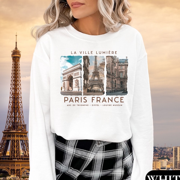 La Ville Lumiere Paris France Sweatshirt, Paris Sweater Red French Sweatshirt Eiffel Tower Sweatshirt Paris Themed Gift French Quote Shirt