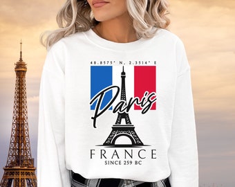 Paris France Sweatshirt, Paris Sweater Red French Sweatshirt Eiffel Tower Sweatshirt Paris Themed Gift French Quote Shirt Paris City Sweater