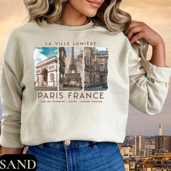 La Ville Lumiere Paris France Sweatshirt, Paris Sweater Red French Sweatshirt Eiffel Tower Sweatshirt Paris Themed Gift French Quote Shirt