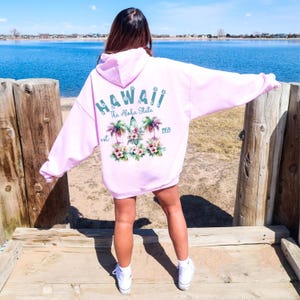The Aloha State Hawaii Hoodie, Hawaiian Hooded Sweatshirt Hawaiian Hoodie Aloha Sweatshirt Hawaii Vacation Gift Ocean Beach Hoodie Hibiscus