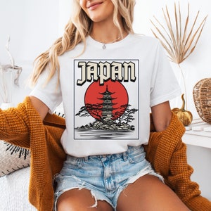 Cherry Tree Pagoda Japan Shirt, Cherry Blossom Tree Japan T Shirt Land of the Rising Sun Japan Style Tshirt Japanese Tshirt Japon Graphic Te