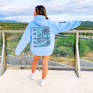 Aloha Hawaii Hoodie, Hawaiian Hooded Sweatshirt Aloha Hawaii Vacation Gift Ocean Beach Hoodie Summer Beachy Sweatshirt Tropical Island Shirt
