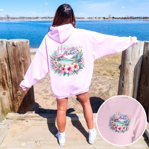 The Aloha State Hawaii Hoodie, Hawaiian Hooded Sweatshirt Hawaiian Hoodie Aloha Sweatshirt Hawaii Vacation Gift Ocean Beach Hoodie Hibiscus
