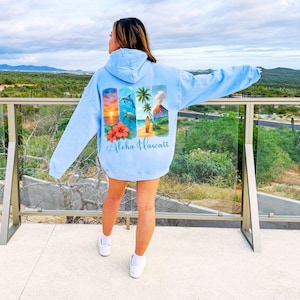 Aloha Hawaii Hoodie, Hawaiian Hooded Sweatshirt Aloha Hawaii Vacation Gift Ocean Beach Hoodie Summer Beachy Sweatshirt Tropical Island Shirt