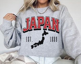 Japan Sweatshirt, Japan Country Land of the Rising Sun Crew Neck Japan Sweater Japanese Crewneck Sweatshirt Gift Japan Long Sleeve Shirt Top
