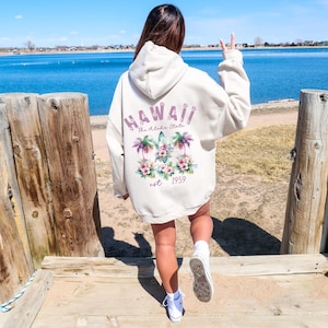 The Aloha State Hawaii Hoodie, Hawaiian Hooded Sweatshirt Hawaiian Hoodie Aloha Sweatshirt Hawaii Vacation Gift Ocean Beach Hoodie Hibiscus