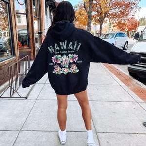 The Aloha State Hawaii Hoodie, Hawaiian Hooded Sweatshirt Hawaiian Hoodie Aloha Sweatshirt Hawaii Vacation Gift Ocean Beach Hoodie Hibiscus