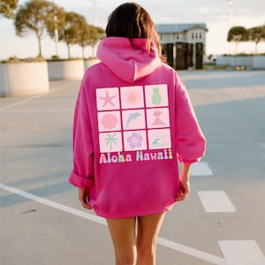 Aloha Hawaii Hoodie, Hawaiian Hooded Sweatshirt Aloha Hawaii Vacation Gift Ocean Beach Hoodie Summer Beachy Sweatshirt Tropical Island Shirt