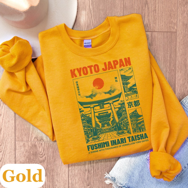 Kyoto Japan Sweatshirt, Japanese Long Sleeve Shirt Shrine Kawaii ...