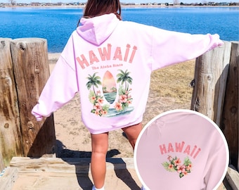 The Aloha State Hawaii Sweatshirt, Hawaii Hoodie Pink Hawaiian Hoodie Ladie Hawaiian Hooded Sweatshirt Aloha Hoodie Hibiscus Sweatshirt Gift