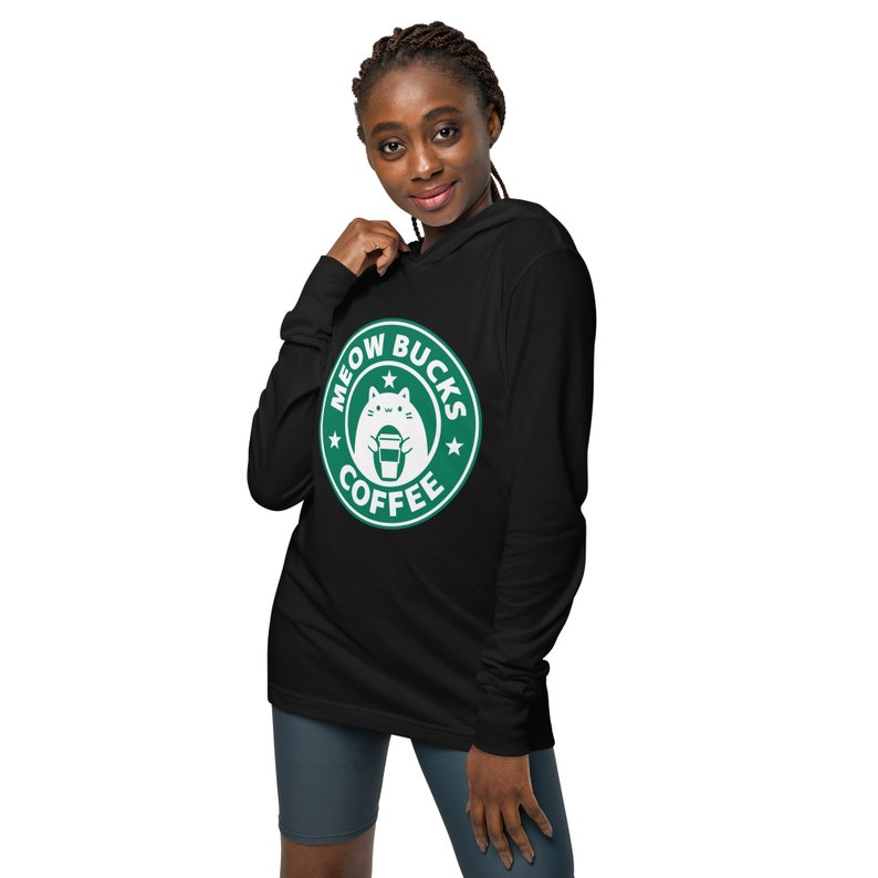 Caffeine Kitty Hooded long-sleeve tee