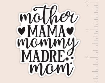 Mutter Mama Mama Madre Mom Vinyl Aufkleber - Wasserdichter Laptop Aufkleber, Wasserflasche usw. (6,5 cm)