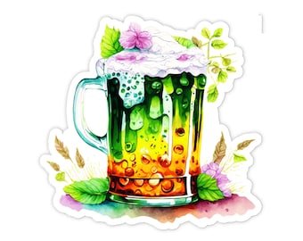 Green Beer Sticker: St. Patrick's Day Waterproof Vinyl Decal