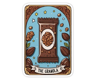 Granola Tarot Card Sticker: Waterproof Vinyl Decal, Laptop, Water Bottle, etc. (2.5")